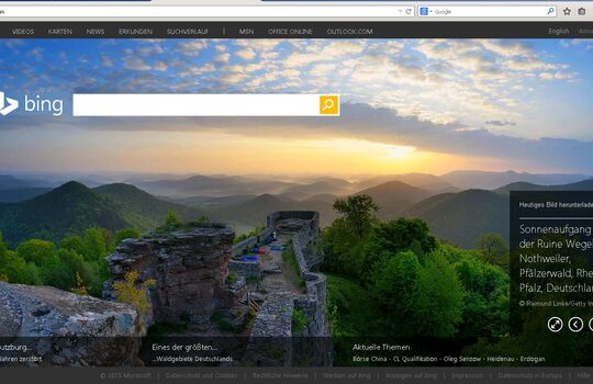 Bing-Startseite vom 24.08.2015 (c) Bing